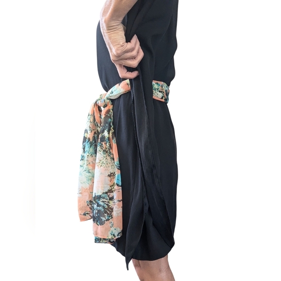 Suzi Chin for Maggy Boutique Black SILK Dolman Sleeve Layered Sheer Mini Dress 4 - Picture 13 of 14